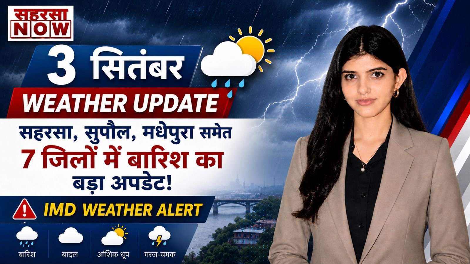 3 सितंबर को कोसी-मिथिला में बदलेगा मौसम! बादल-बारिश का अलर्ट